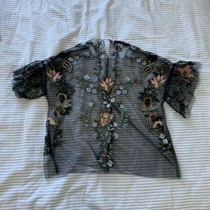 Embroidered Zara Floral Mesh Blouse